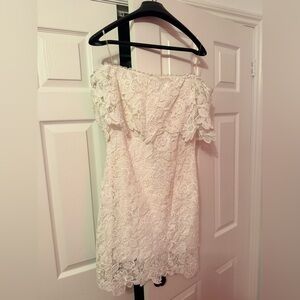 Off the shoulderer white dress